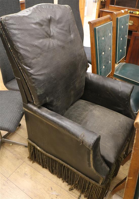 A Bruland patent action reclining leather armchair